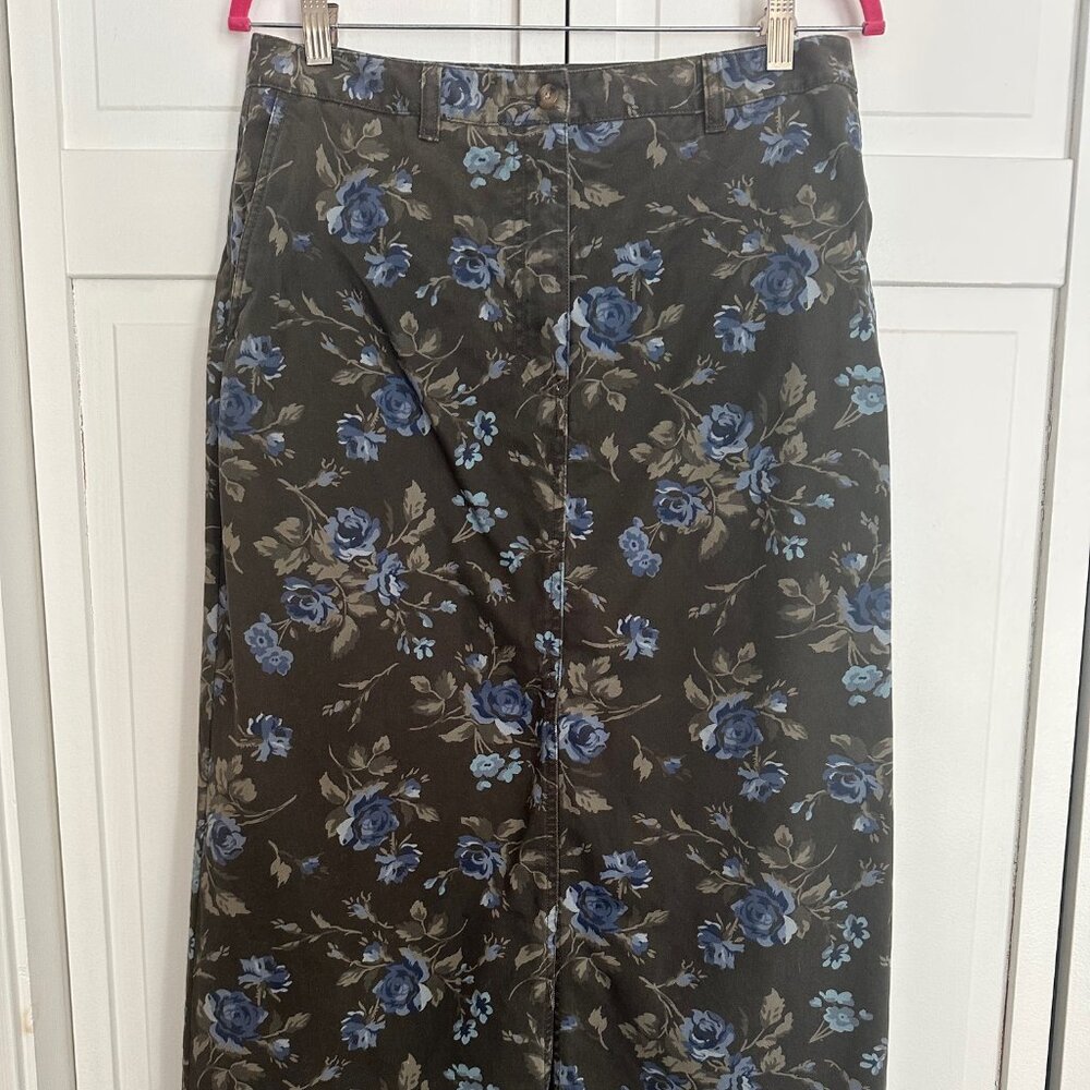 Floral Denim Midi Skirt from Eddie Bauer Size 12P